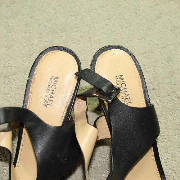 Michael Kors Women's Size 9.5M Black Leather Strappy Heels - Picture 5 of 8